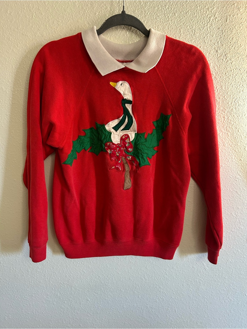 Vintage Hanes Christmas Goose Patchwork Grandma Crewneck Sweatshirt Womens S